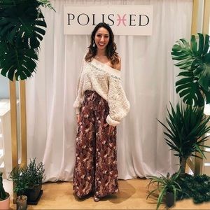 Wide Leg Floral Dress Pants